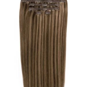 20" Double Hair Set Clip-In Extensions Ashed brown