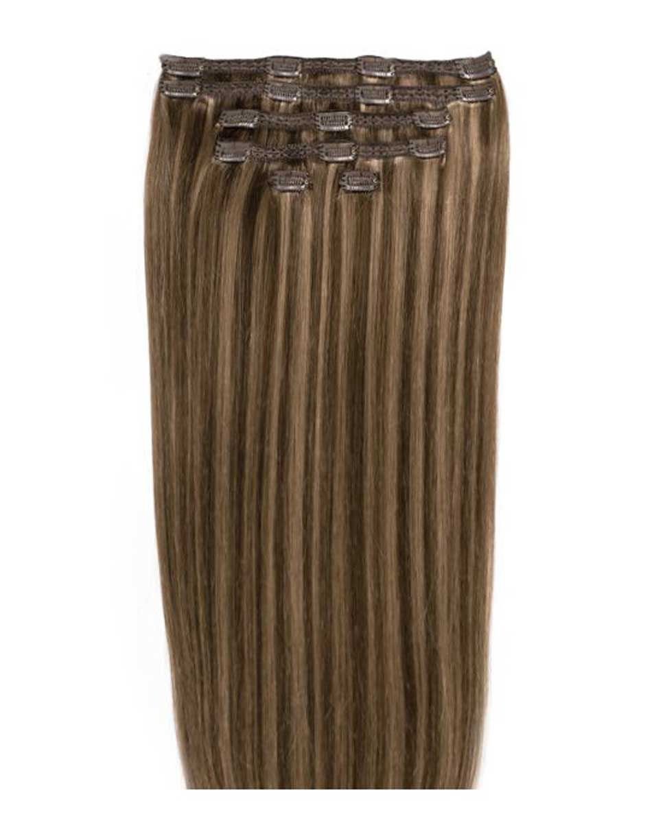 20" Double Hair Set Clip-In Extensions Ashed brown