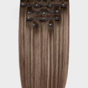18" Double Hair Set Clip-In Extensions Cookies and cream