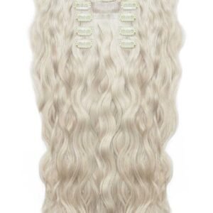 18" Beach Wave Double Hair Set Clip-In Extensions Iced blonde